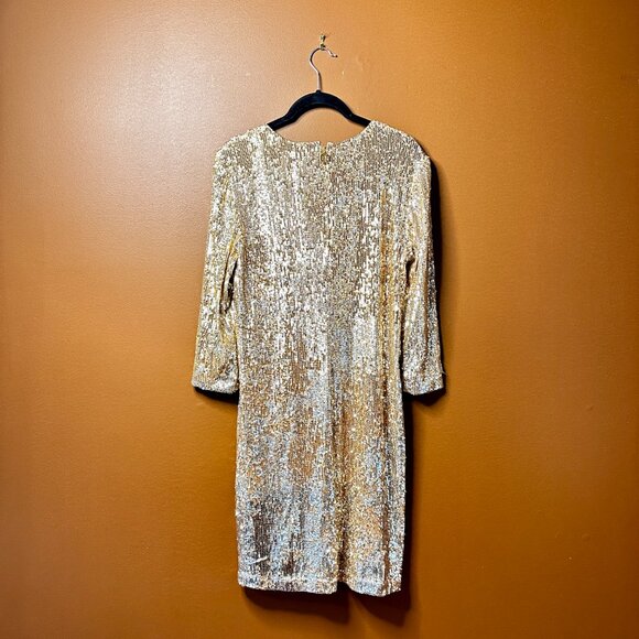 Glamorous Tory Burch Gold Sequin Long-Sleeve Dress – Size Small - Picture 3 of 5